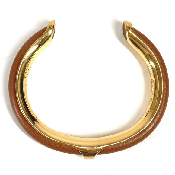HERMES Accessory bracelet Bangle Metal / Leather Brown/GoldHardware - Picture 5 of 13
